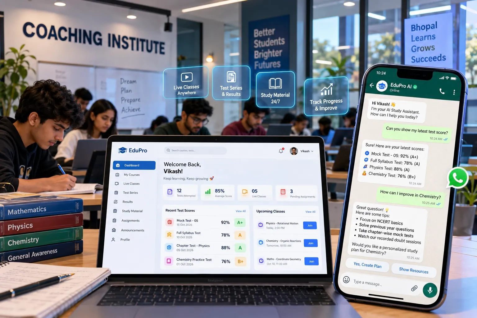 WhatsApp AI Automation for Kolar Road Coaching Institutes